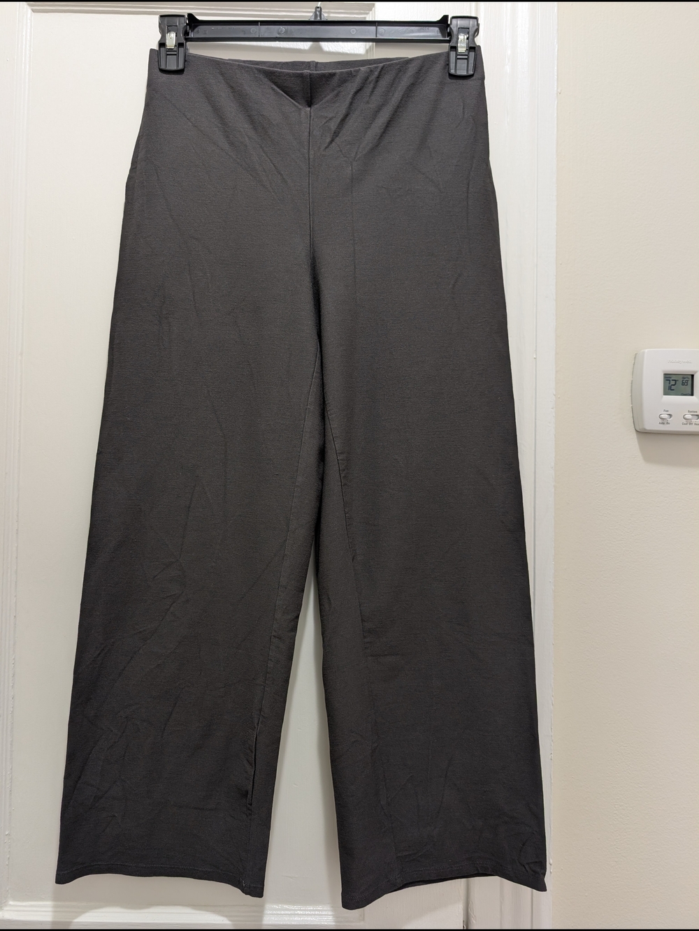 Eileen Fisher Cropped, Wide Leg, Pewter Gray, Crepe, Easy Care Signature Pants